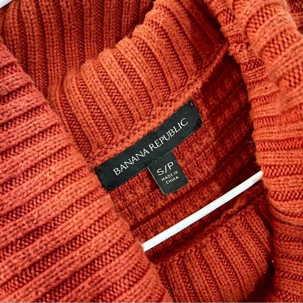 Banana Republic Turtleneck Sweater Women Small orange Tunic High Low Sleeveless - Picture 2 of 4